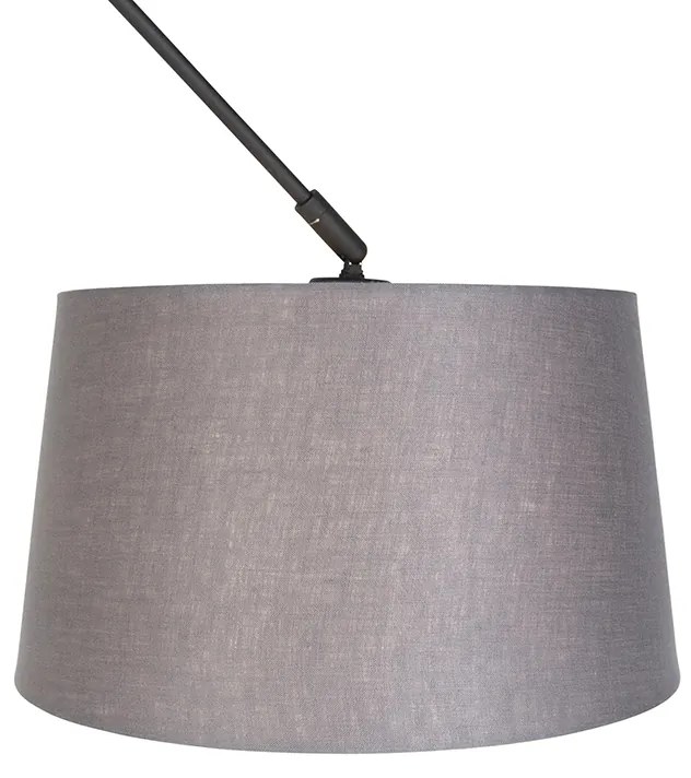 Lampa wisząca czarna z abażurem z lnu ciemnoszary 35 cm - BlitzWiejski/ Rustykalny / Vintage Oswietlenie wewnetrzne