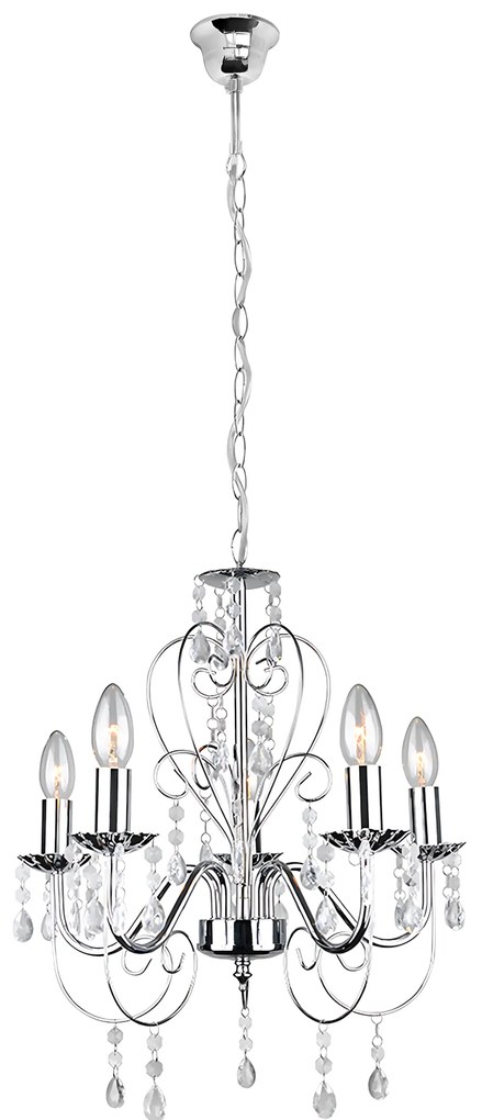 LAMPA SUFITOWA WISZĄCA EBT008-5CP CHROM