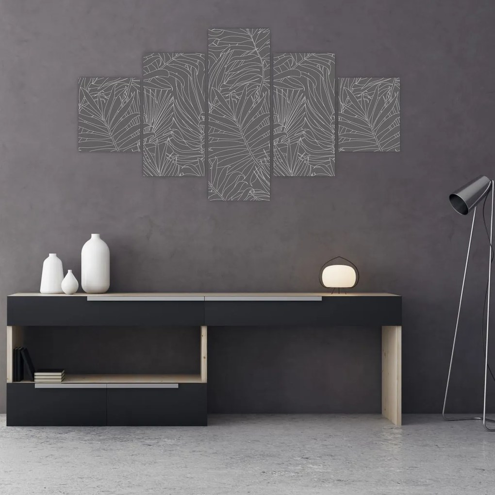 Obraz - Szare liście palmy (125x70 cm)