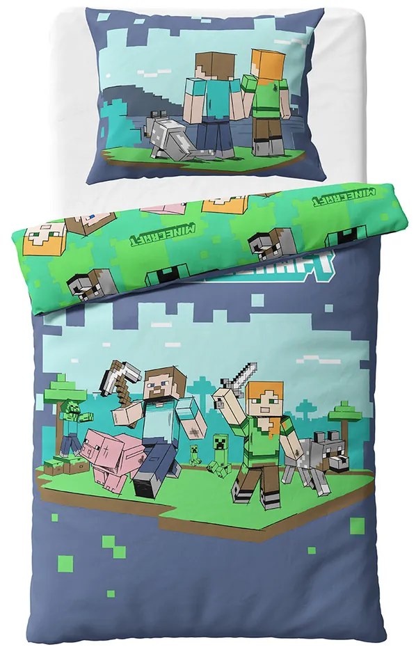 Pościel dziecięca Minecraft Vzhůru do Boje, 140 x200 cm, 70 x 90 cm