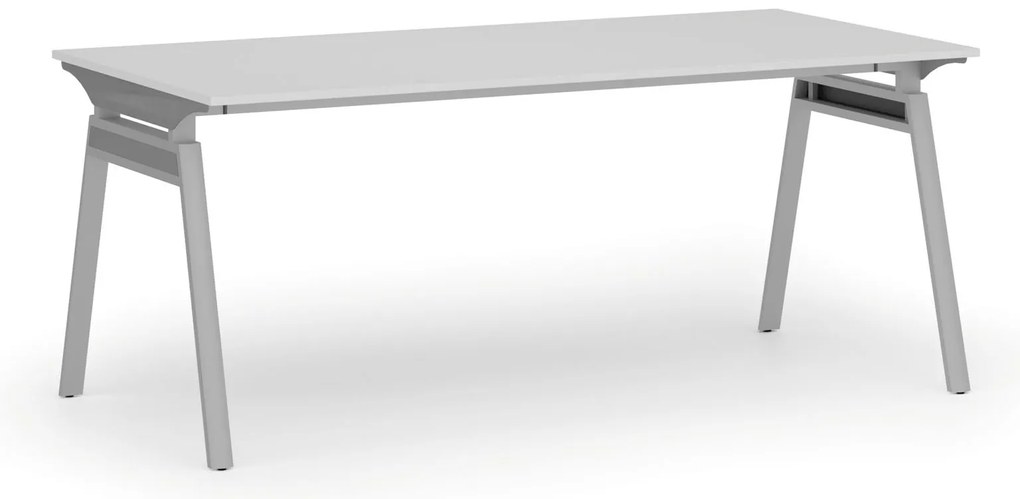 Biurko PRIMO SIGMA, 180x90 cm, szara podstawa, biały