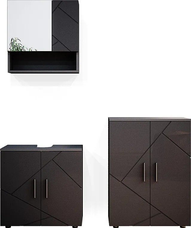 Zestaw mebli łazienkowych antracyt wysoki połysk 80x41x58.6 irma