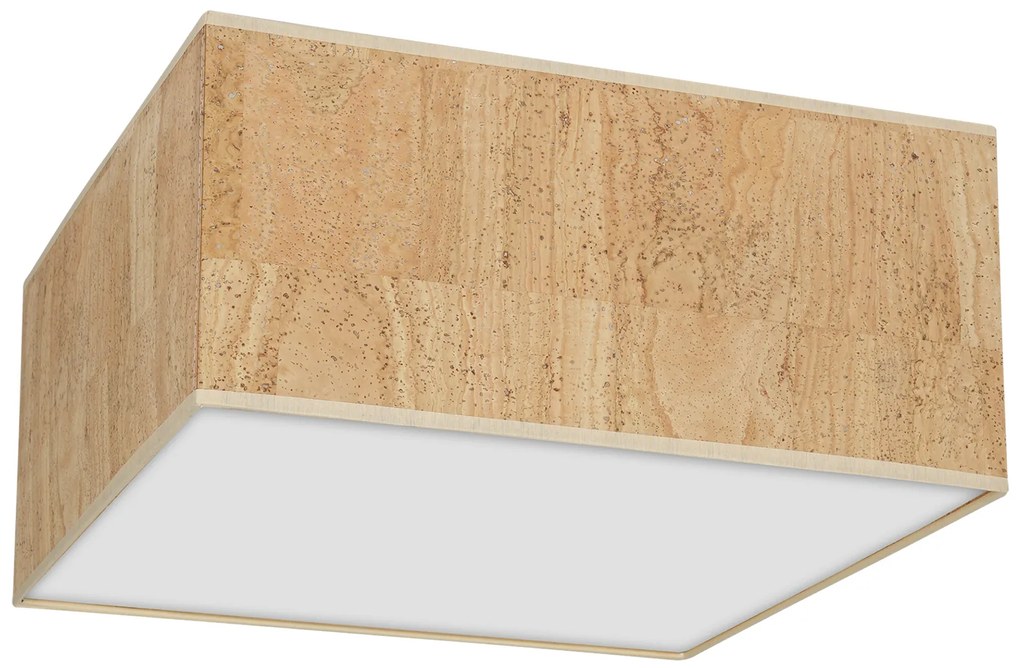 Lampa sufitowa, kwadratowa, korek, biała CORK White/Cork 2xE27