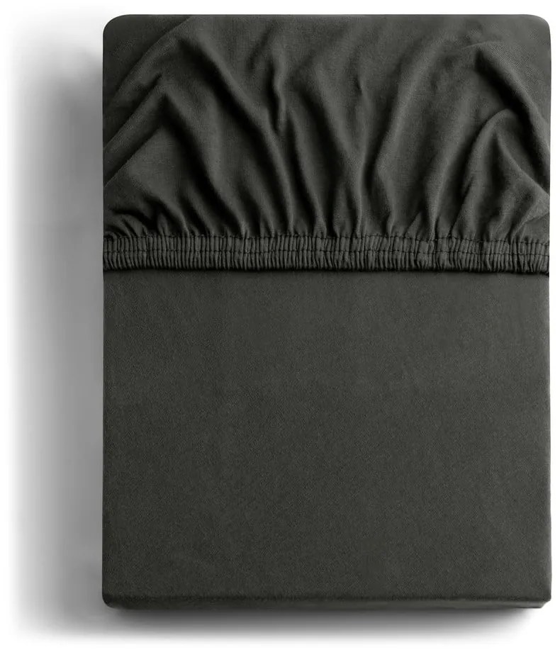 Ciemnoszare dżersejowe prześcieradło z gumką 140x200 cm Amber – Restilo