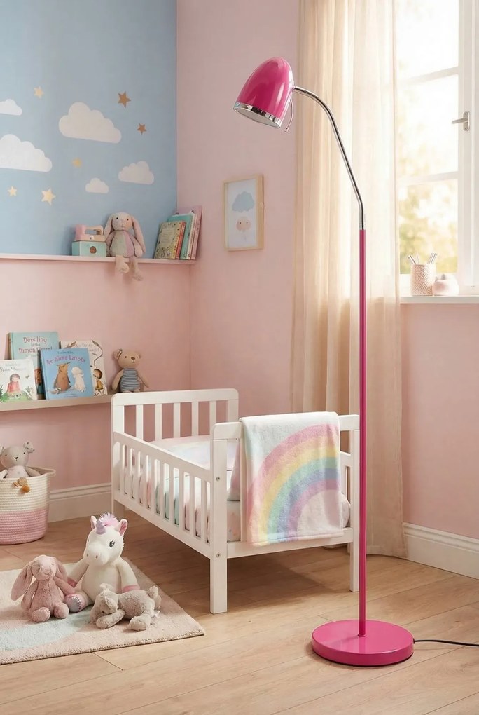 Różowa lampa stojąca dziecięca E4-C06