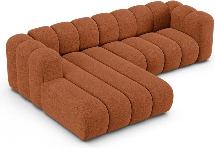 Ceglasty narożnik z tkaniny szenilowej (lewostronny/z szezlongiem) Lupine – Micadoni