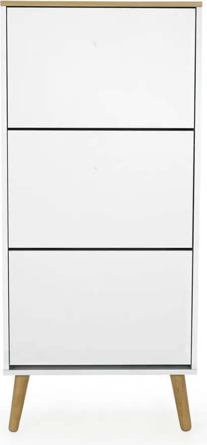 Biała szafka na buty z nogami z drewna dębowego Tenzo Dot