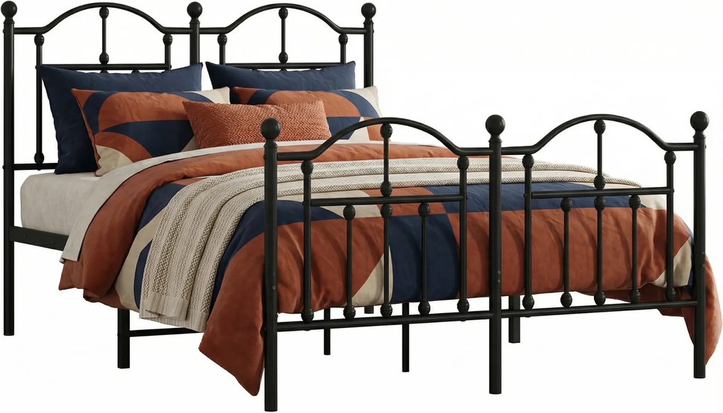 Czarne metalowe łóżko jednoosobowe 120x200 cm A7-F87