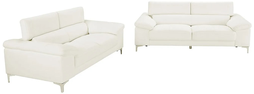 Komplet wypoczynkowy 3+2 ze skóry SOLANGE - Biały