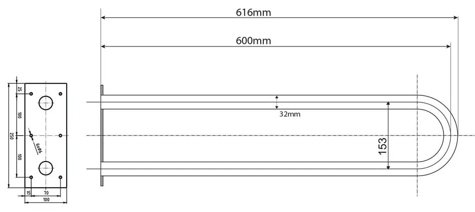 Stalowy uchwyt ścienny do łazienki 62 cm Handicap U – Sapho