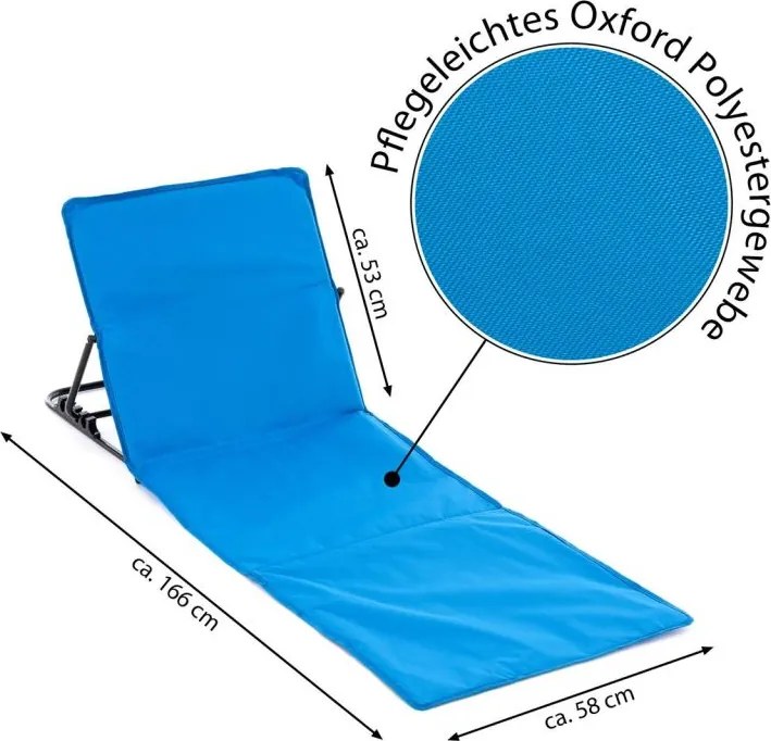 Regulowana podkładka plażowa z oparciem, niebieska, 2 sztuki