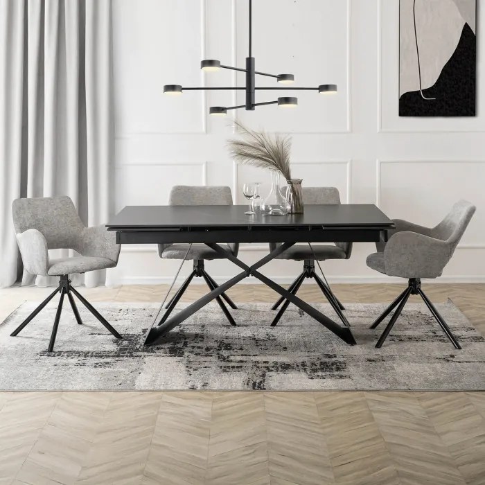 Stół Rozkładany Prostokątny VICTOR 160-240 cm Ceramiczny Czarny do Jadalni Nowoczesny Loft