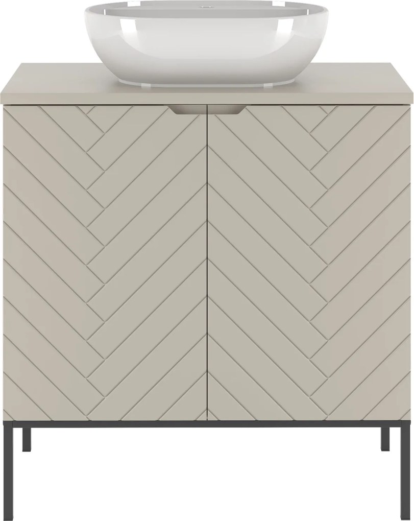 Szafka z umywalką nablatową Aspen 08, cashmere/czarny, 80 cm - zestaw 2