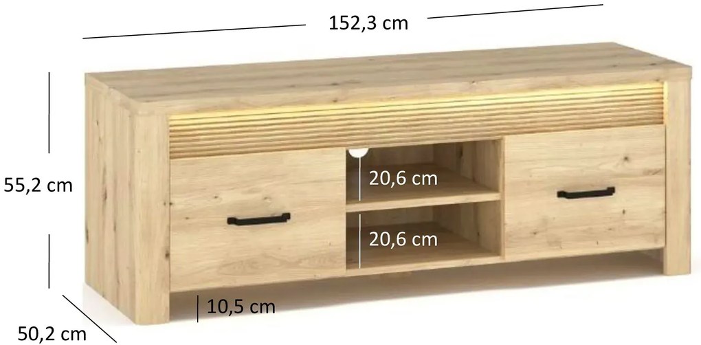 Nowoczesna szafka RTV podświetlana dąb artisan F9-L65