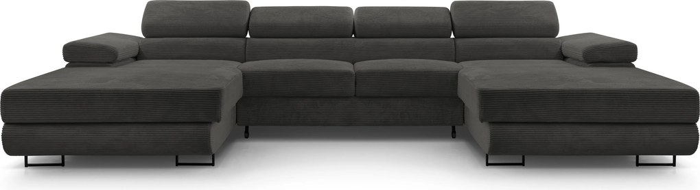 Masseno Narożnik GIULIO z funkcją spania i pojemnikiem na pościel Narozniki U, Rozkładana sofa - Szary, POSO 34