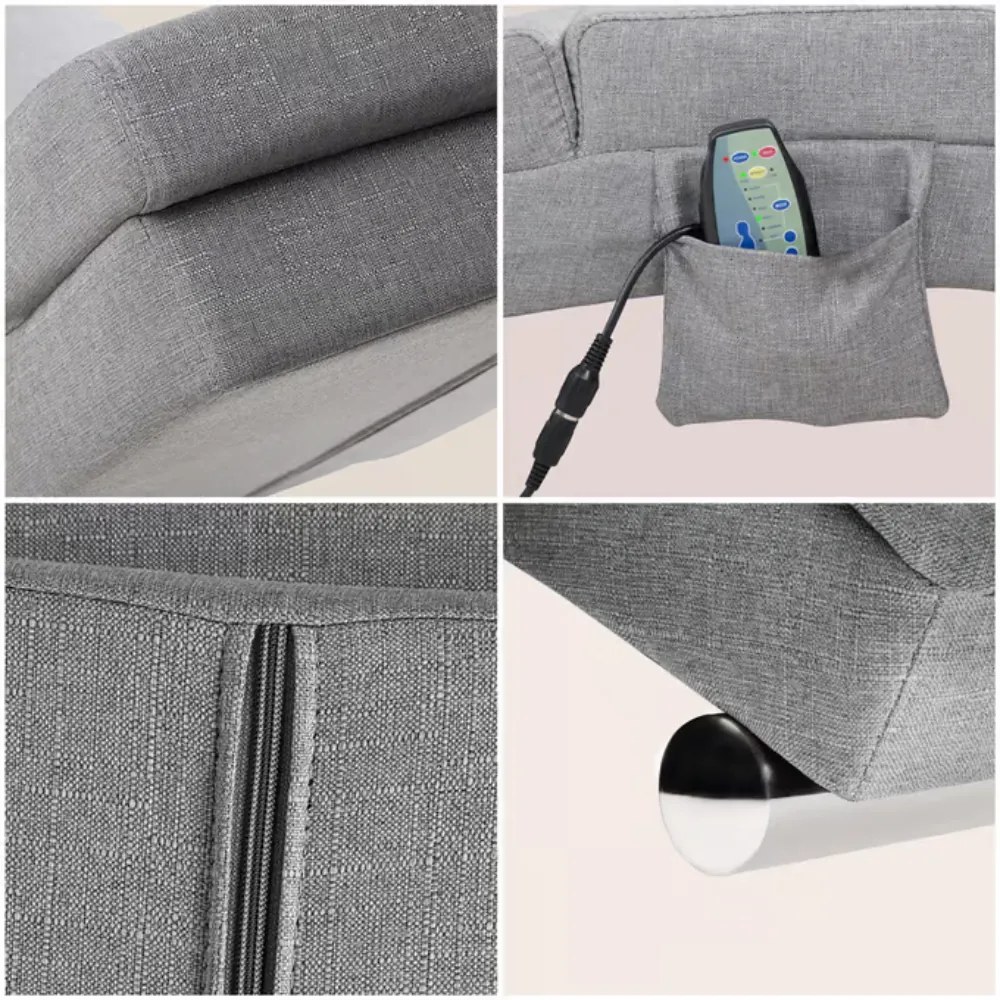 Leżanka LONDON z funkcją masażu i ogrzewania, 186×55×89cm, szara Casaria