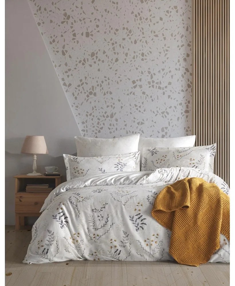 Beżowa pościel jednoosobowa z bawełny renforcé 140x200 cm Soft Floral – Mila Home Luxury