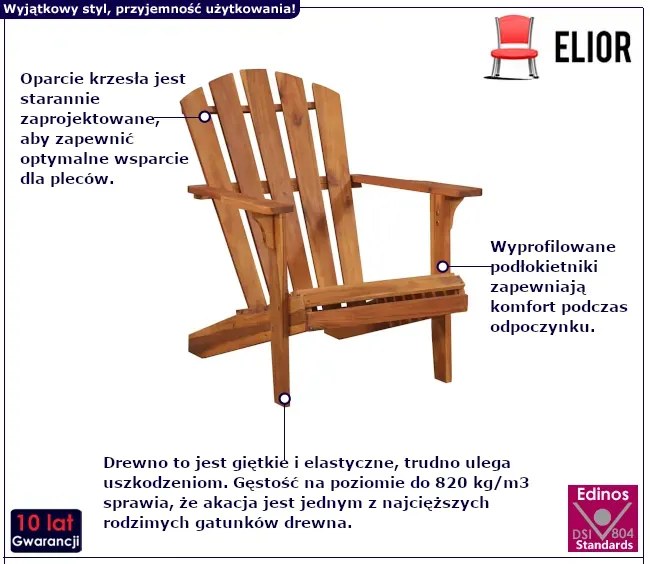 Krzesło z drewna ogrodowe akacjowego F4-M42