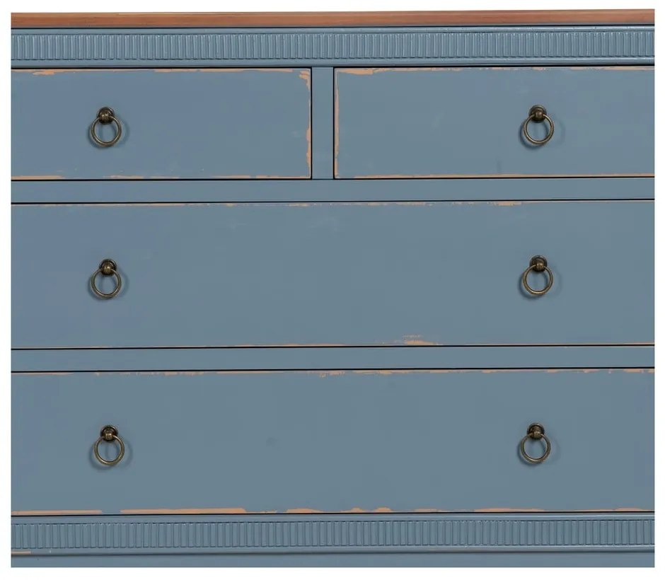 Niebieska niska komoda z litego drewna jodłowego 115x90 cm Shabby – Ixia