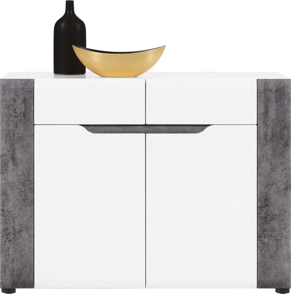 Komoda z Szufladami do Salonu NOVO 107 cm Biała / beton Nowoczesna