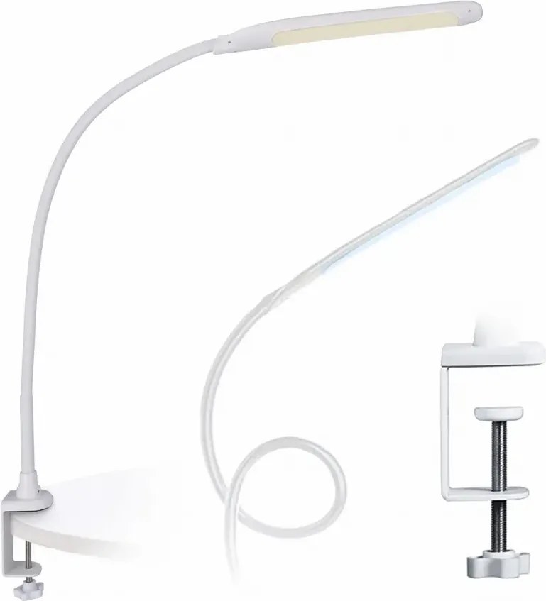 Biała lampka biurkowa LED z klipsem - M002 C1-S45