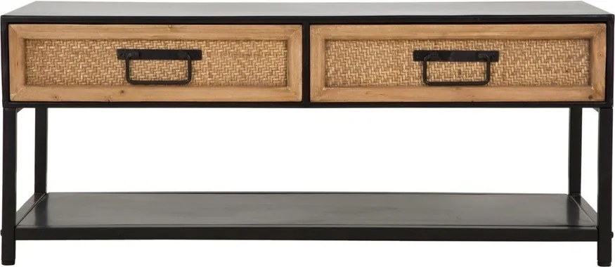 Czarno-naturalna metalowa szafka pod TV 95x38x38 cm Hanoi – Mauro Ferretti