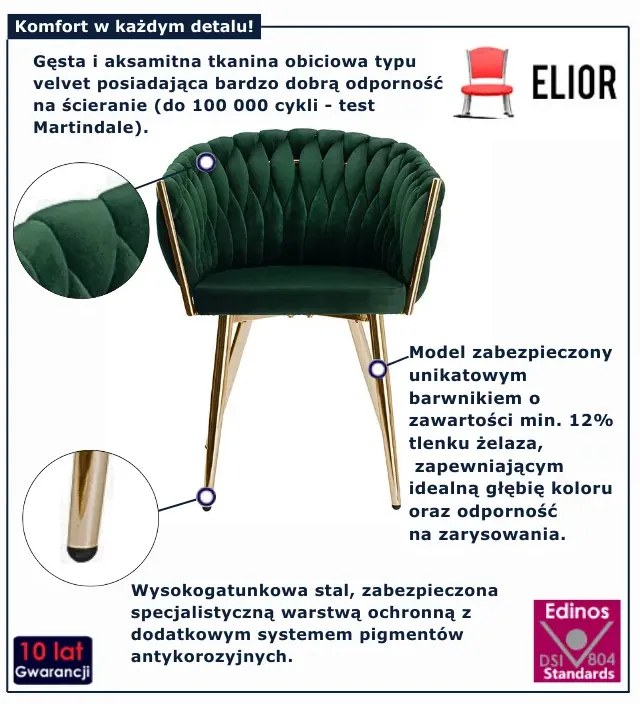 Ciemnozielone krzesło plecione do salonu H2-M32