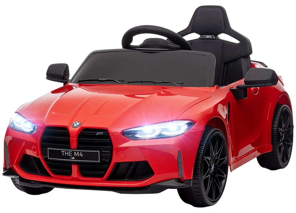 AIYAPLAY BMW M4 elektryczne auto dla dzieci, dźwięk i światło, 3-5 km/h, z pilotem, dla dzieci 3-5 lat, Czerwony