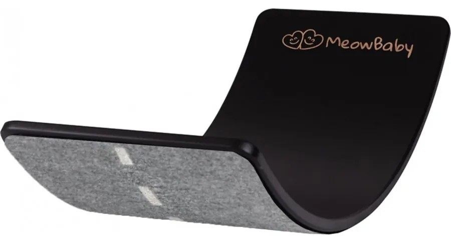 Deska do balansowania z filcem 80x30cm dla dzieci. balance board czarny z filcem szary melanż autostrada - meowbaby®