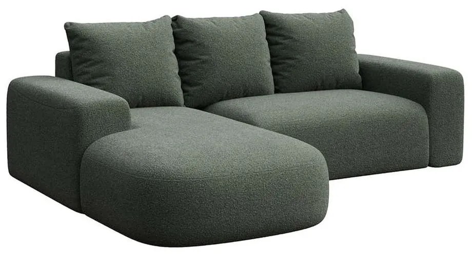 Zielony narożnik z materiału bouclé (lewostronny/z szezlongiem) Monce – Rodier
