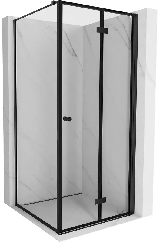 Mexen Mist-F kabina prysznicowa składana prawa 100 x 100 cm, czarna ramka, czarna - 8A6T-100-100-70-70-P