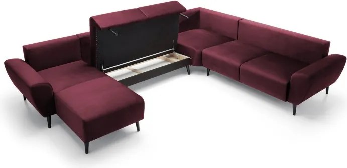 Narożnik BOSCO XL zestaw z elektryczną funkcją regulacji tkanina Monolith 69 Burgundowy WERSAL