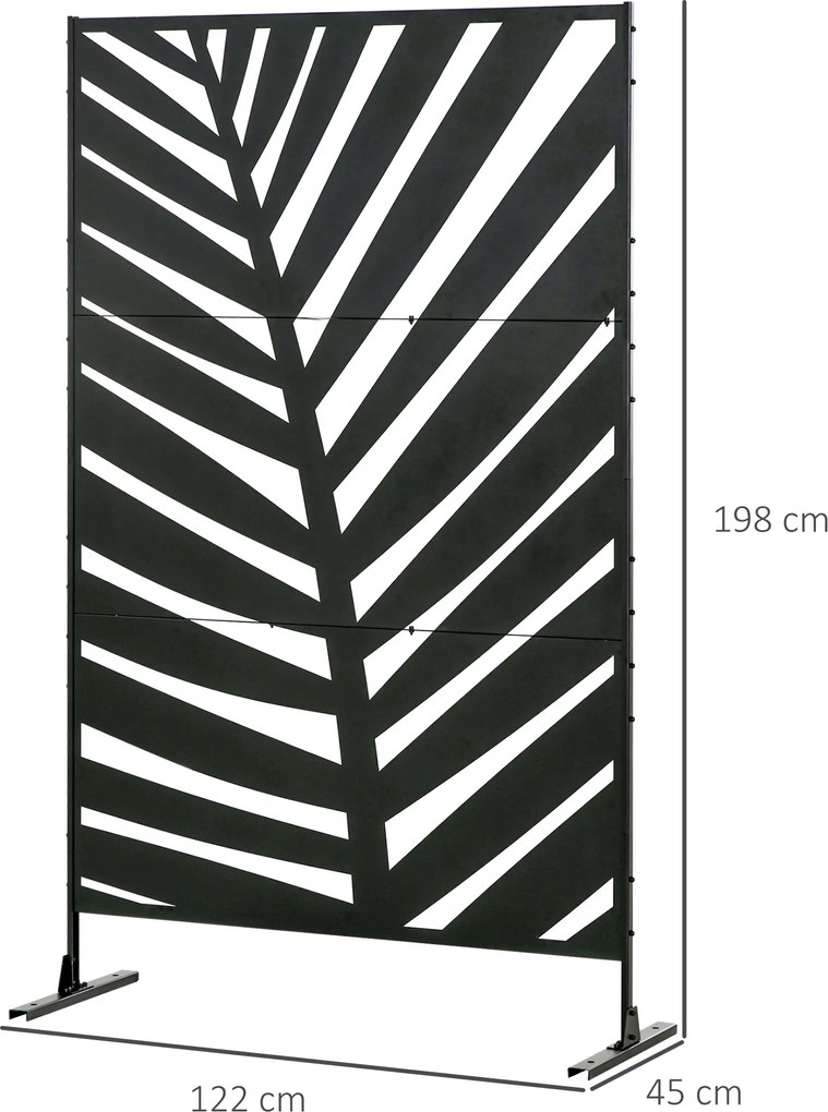 Outsunny Parawan Zewnętrzny 122x198 cm Design Liścia Palmy Stabilne Noggi | Aosom PL