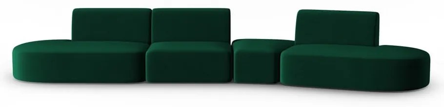 Zielona aksamitna sofa prawostronna 428 cm Paolo – Milo Casa