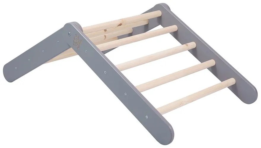 Szara drabinka pikler z litego drewna sosnowego 46x87x60 cm Montessori – Meowbaby