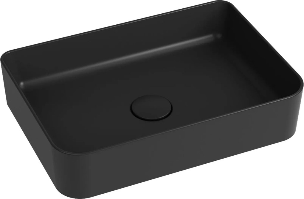 Massi Umywalka ceramiczna nablatowa czarna bez otworu na baterię 50 x 35 cm LERA Black