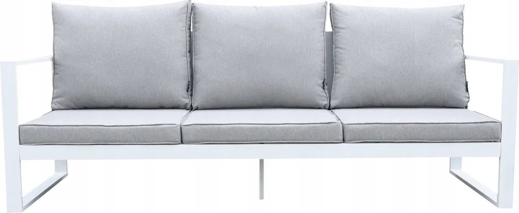 Zestaw mebli ogrodowych biały tarasowy 4 el. aluminiowych sofa, kanapa stół