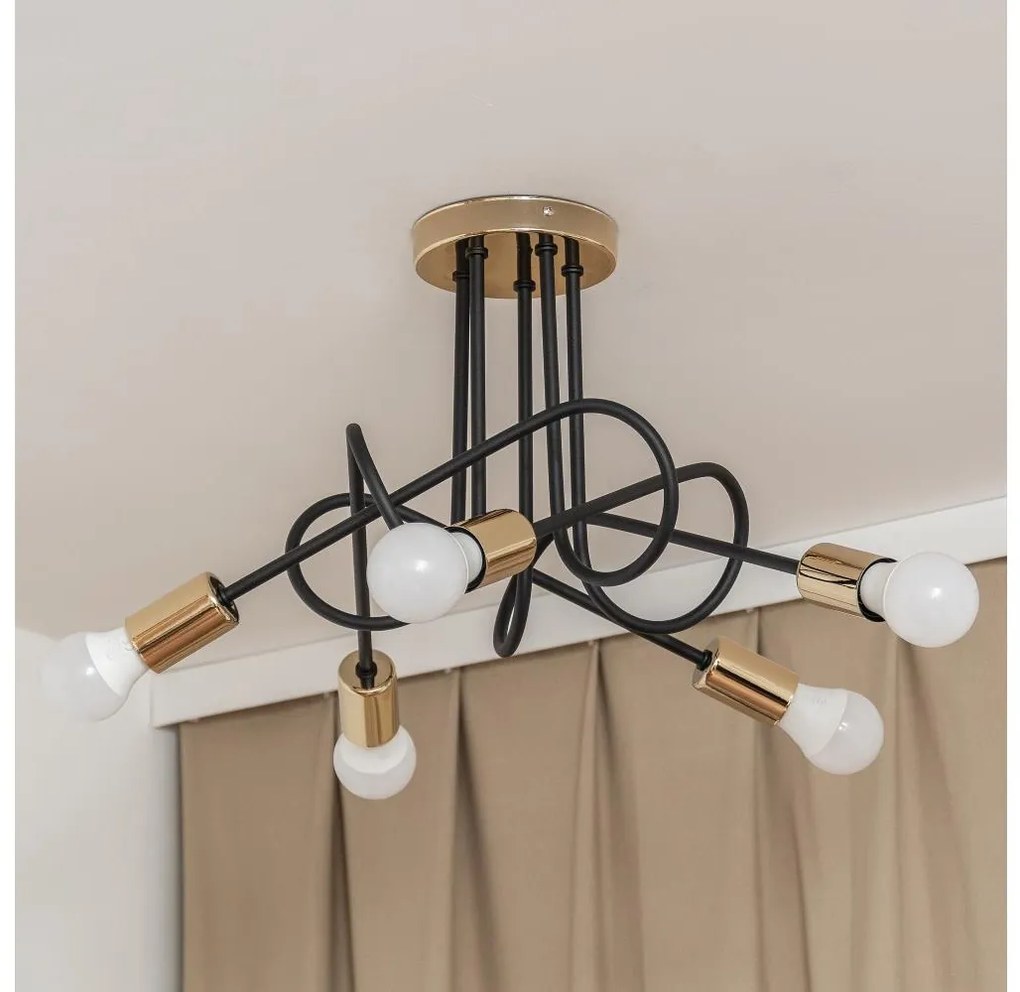 Przysufitowy żyrandol OXFORD 5xE27/15W/230V złoty/czarny