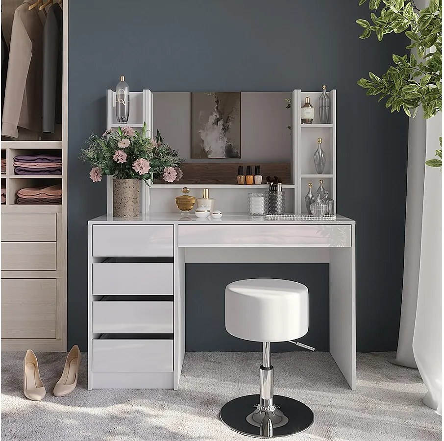 Stół toaletowy biały/biały wysoki połysk 119.8x50.1x76 sherry