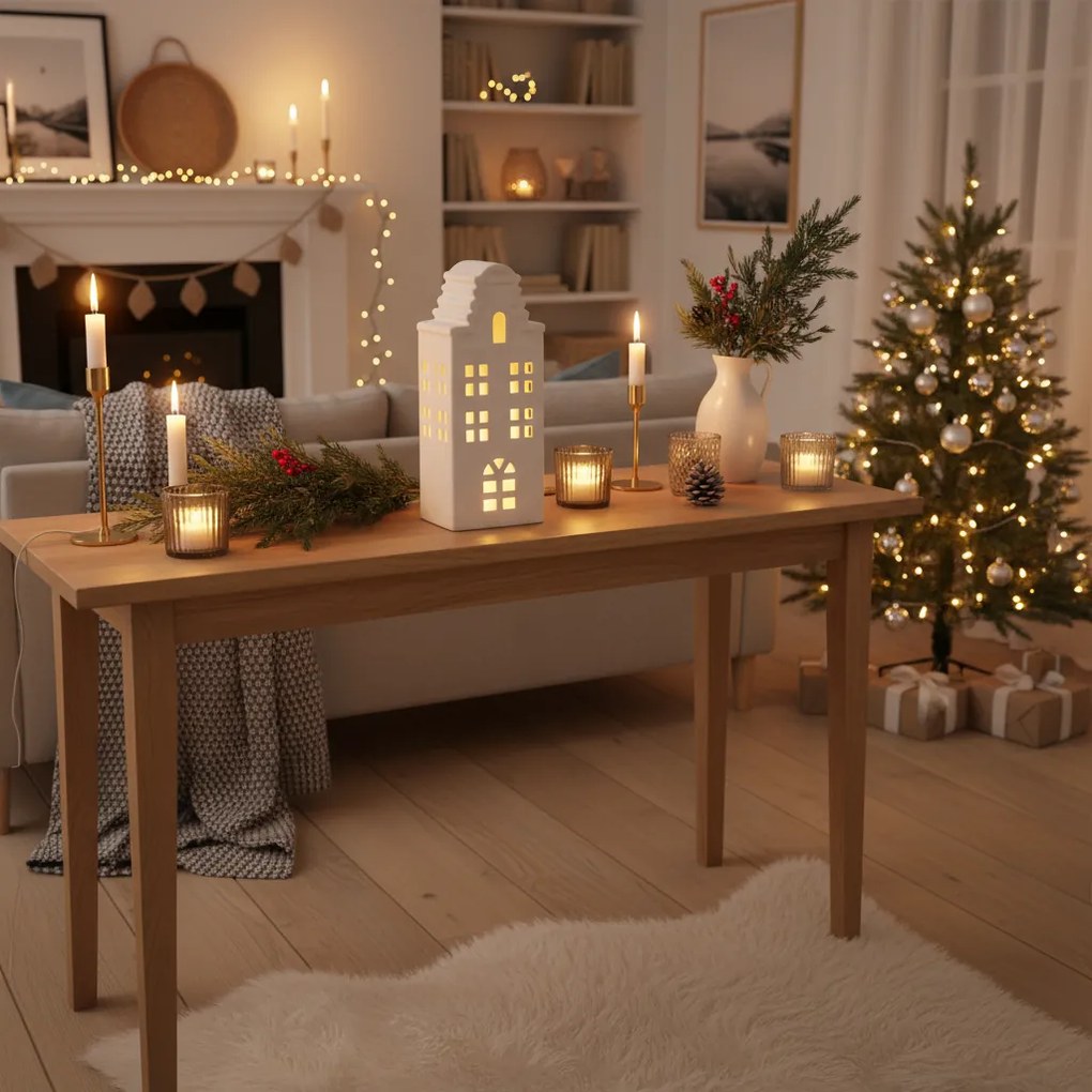 Lampka LED w kształcie domu, 24 cm, biały