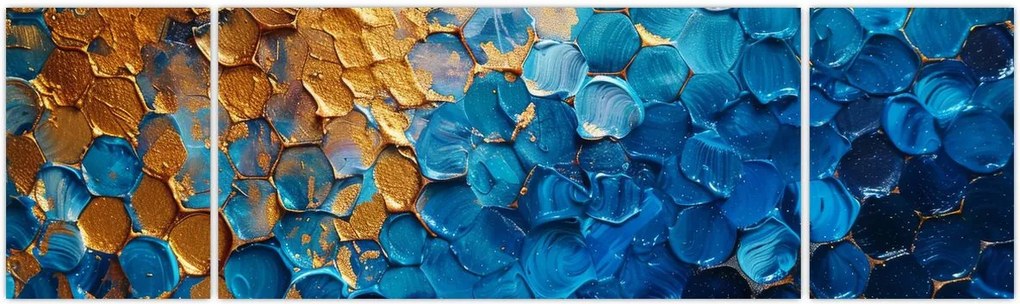 Obraz - Niebiesko-złoty obraz (170x50 cm)