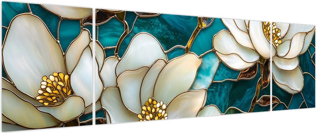 Obraz - Witraż z magnolią (170x50 cm)