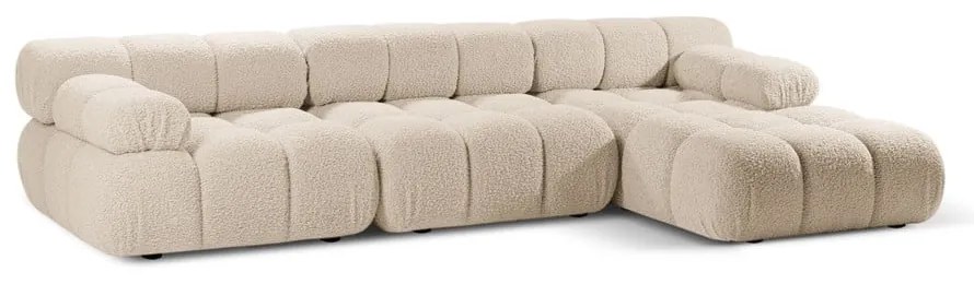 Beżowy narożnik modułowy z materiału bouclé (prawostronny) Bellis – Micadoni Home