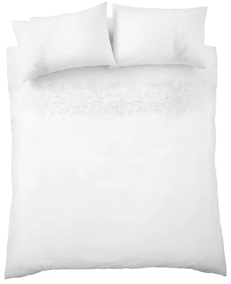 Biała bawełniana pościel dwuosobowa 230x220 cm Embroidery Floral – Bianca