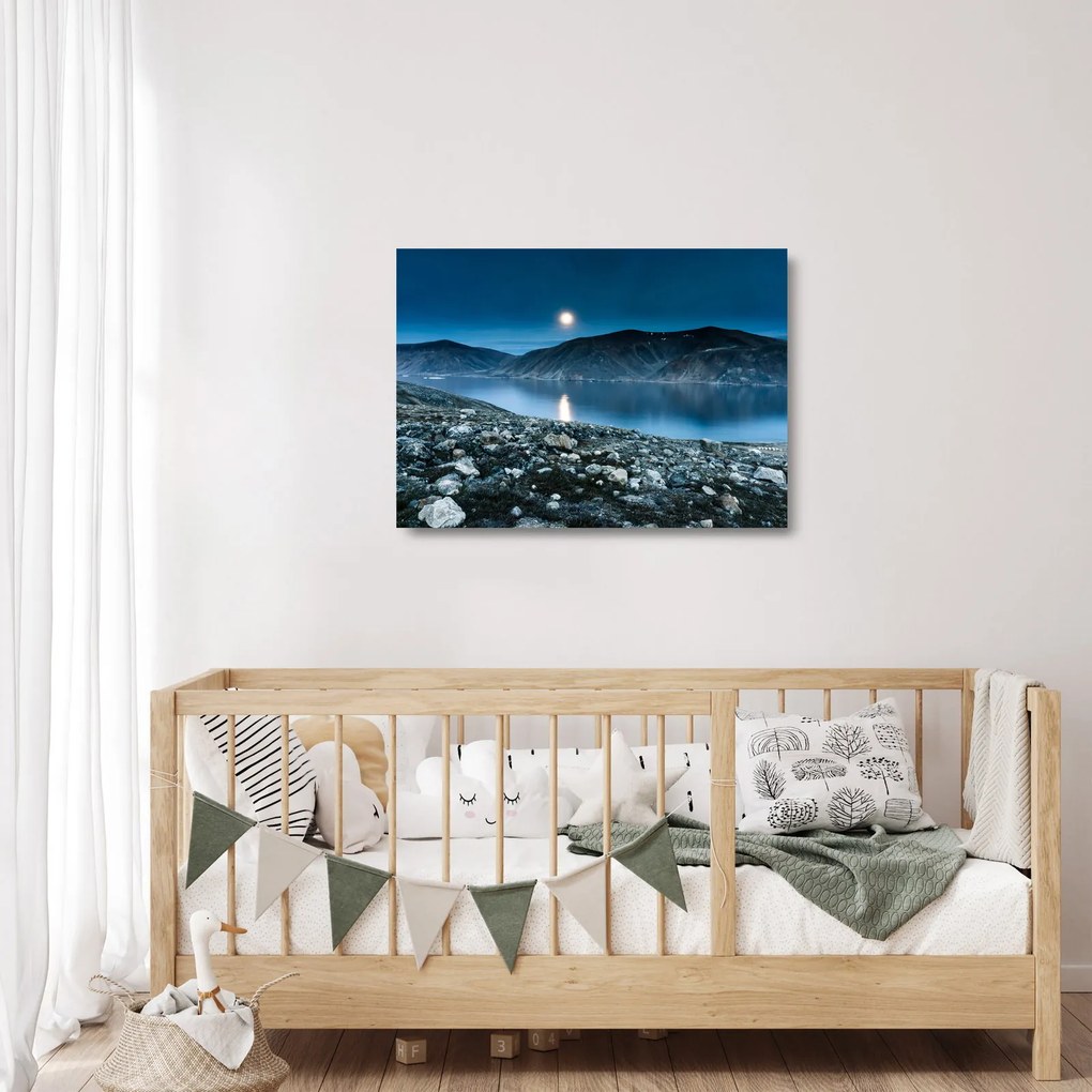 Obraz na szkle nocnego krajobrazu, Islandia (70x50 cm)