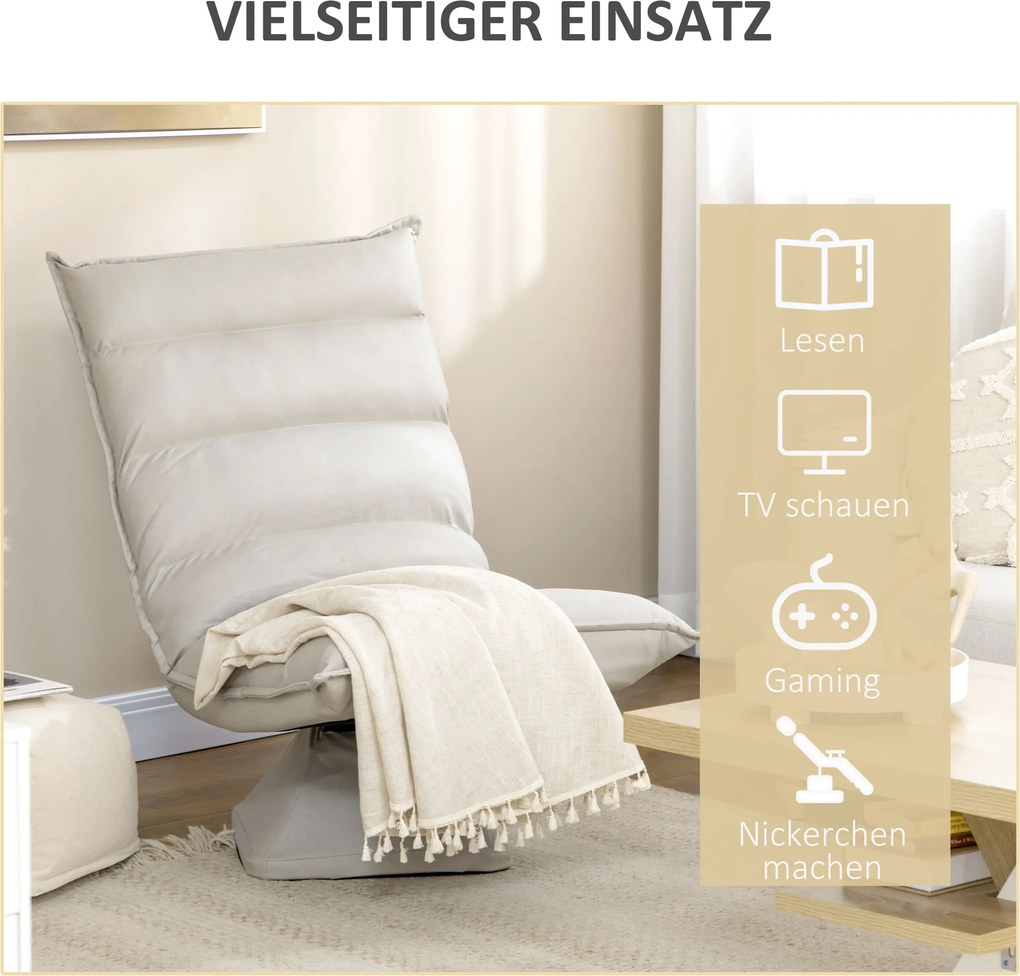 HOMCOM Sofa na podłogę Krzesło na podłogę z regulowanym oparciem Obrotowe Krzesło do medytacji | Aosom PL