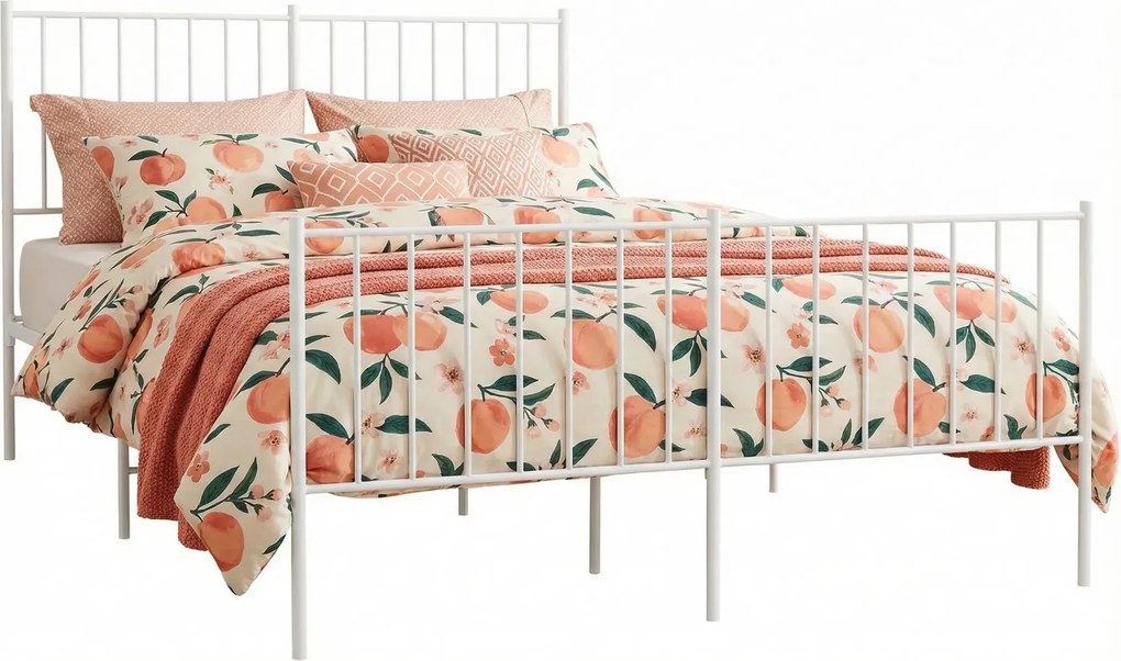 Białe metalowe łóżko małżeńskie w stylu loft 160x200 cm E7-P32