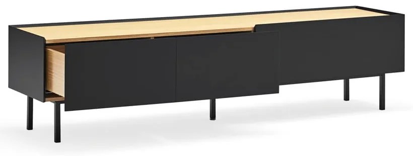 Czarno-naturalna szafka pod TV w dekorze dębu 180x45 cm Arista – Teulat