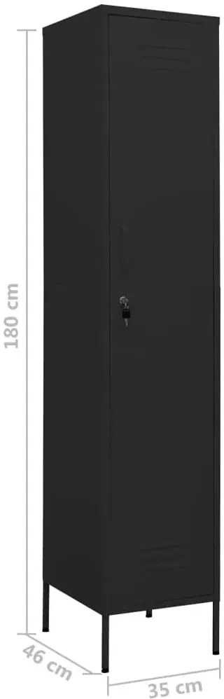 Czarna metalowa szafa gospodarcza z 4 półkami A8-Z00