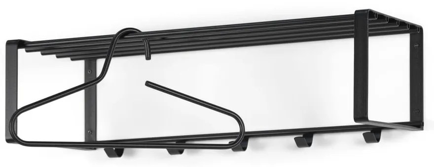 Czarny metalowy wieszak ścienny z półką Rex – Spinder Design